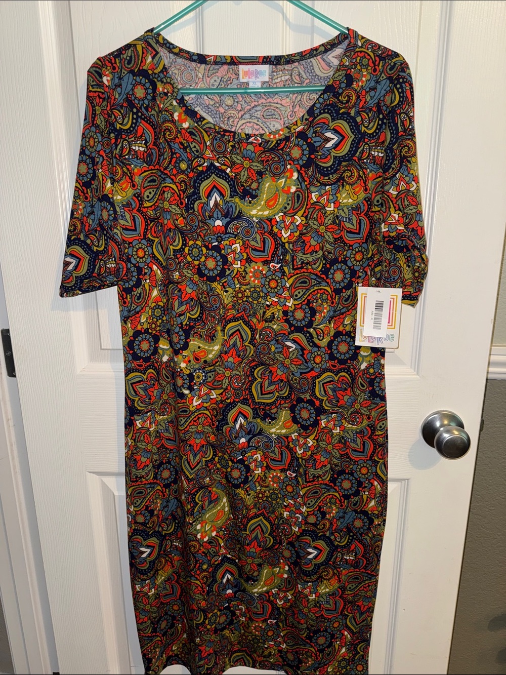 LuLaRoe Julia Multicolor Paisley & Floral Midi Dress-XL
